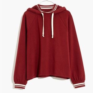 Madewell Mock Neck Superbrushed Easygoing Hoodie Sweatshirt Striped Edition